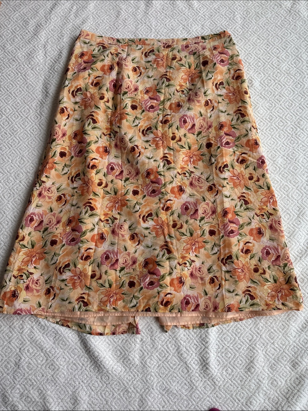 Vintage 90s Jennifer Moore Floral A-Line Skirt in Peach and Mauve Sz 20W